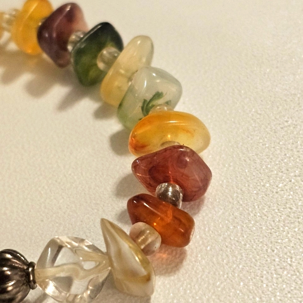 Vintage Warm Amber and Citrine Stone Bracelet with Organic Design. - Picture 4 of 6